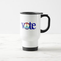 Rainbow peace sign vote mug
