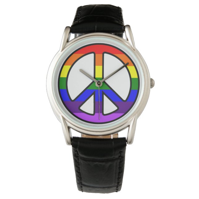 Rainbow Peace Sign Watch (Front)