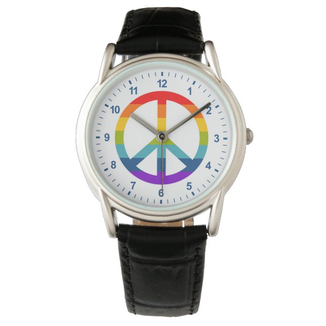 Rainbow Peace Sign Watch (Front)