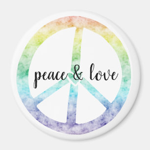 Rainbow Peace Sign with heart personalised Magnet