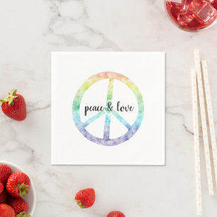 Rainbow Peace Sign with heart personalised Napkin