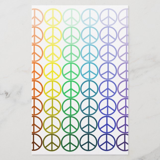 Rainbow Peace Signs Stationery (Front)