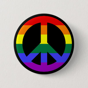 Rainbow Peace Symbol 6 Cm Round Badge