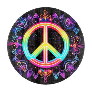Rainbow Peace Symbol Art Cutting Board