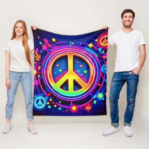 Rainbow Peace Symbol Art Fleece Blanket