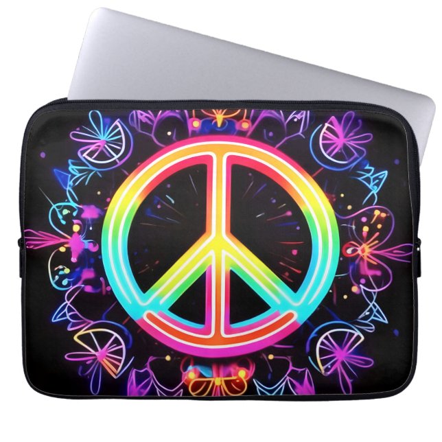 Rainbow Peace Symbol Art Laptop Sleeve (Front)