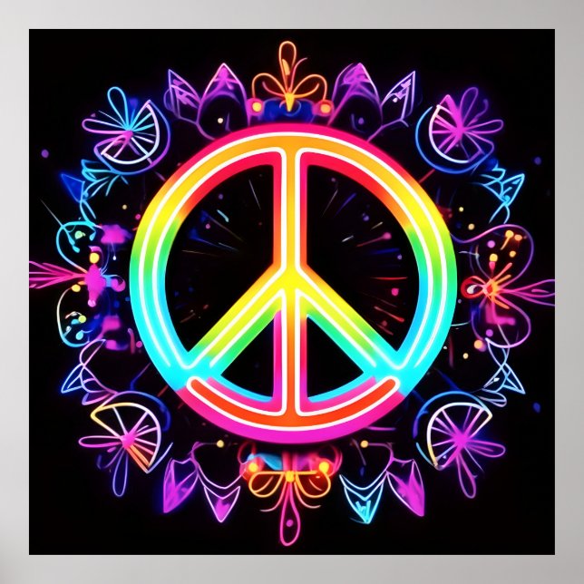 Rainbow Peace Symbol Art Poster (Front)