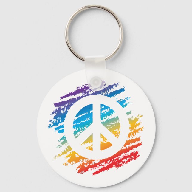 Rainbow Peace Symbol Key Ring (Front)