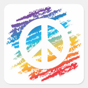Rainbow Peace Symbol Square Sticker