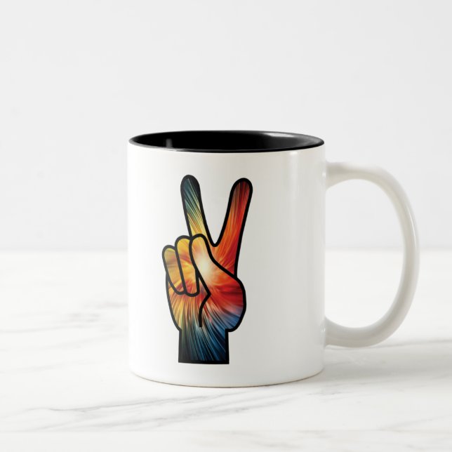 Rainbow Peace Two-Tone Coffee Mug (Right)