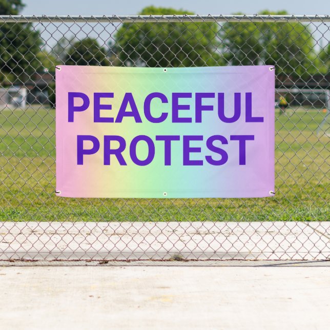 Rainbow Peaceful Protest Banner (Insitu)