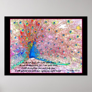 Rainbow Peacock Art Isaiah 41:10 Print