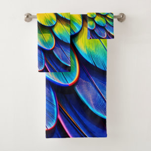 Rainbow peacock feather scales luxurious bath towe towel set
