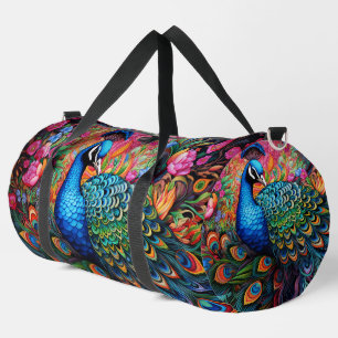 Rainbow Peacock Large Duffel Bag