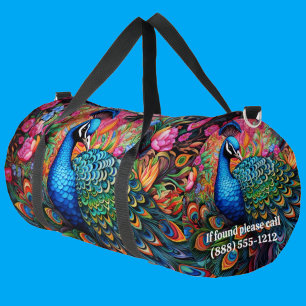 Rainbow Peacock Large Duffel Bag
