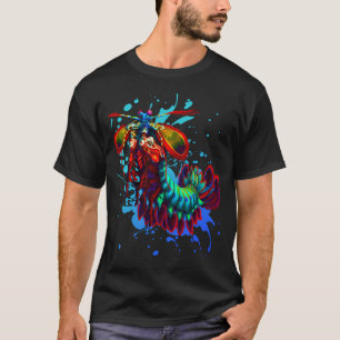 Rainbow Peacock Mantis Shrimp Blue Splash  T-Shirt