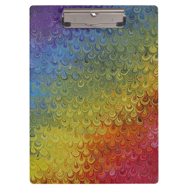 Rainbow Peacock Marble Clipboard (Front)