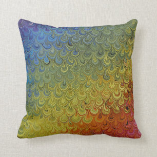 Rainbow Peacock Marble Cushion