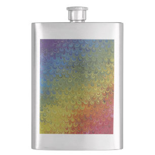 Rainbow Peacock Marble Hip Flask