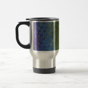 Rainbow Peacock Marble Travel Mug