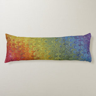 Rainbow Peacock Painted Marble Paper Body Cushion