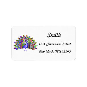 Rainbow Peacock Return Address Label