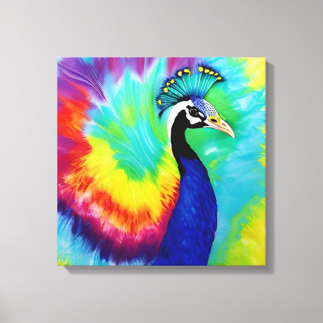 Rainbow Peacock Stretched Canvas (Front)