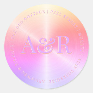 Rainbow pearl Envelope Sticker with Monogram