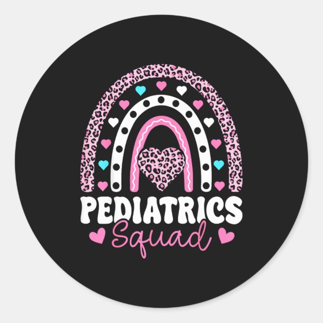 Rainbow Pediatrics Squad - Valentine's Day Pediatr Classic Round Sticker (Front)