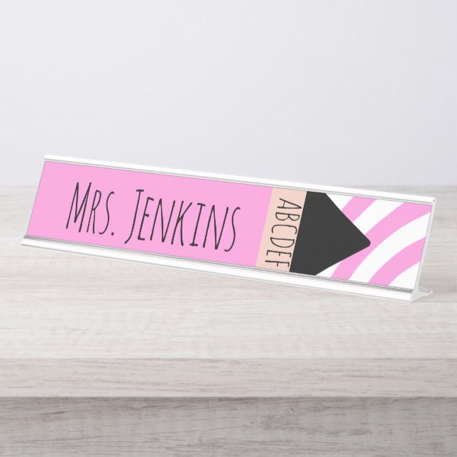 Rainbow Pencil Kindergarten Teachers  Desk Name Plate (Front)