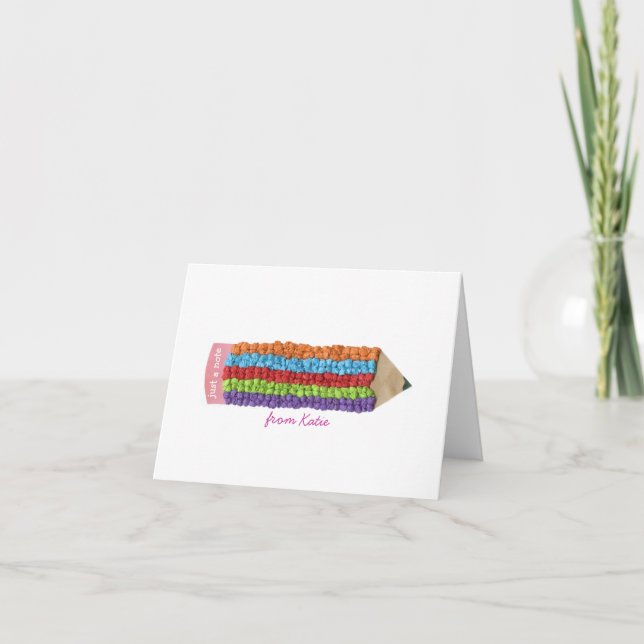 Rainbow pencil personalised notecards (Front)