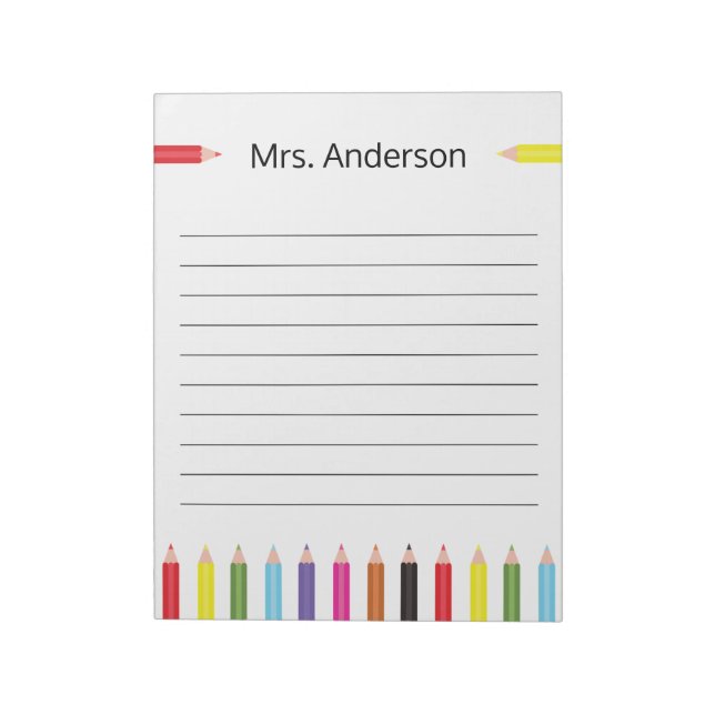 Rainbow Pencil Teacher Notepad (Rotated)