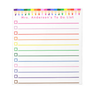 Rainbow Pencil To Do List Personalise Notepad
