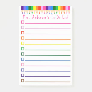 Rainbow Pencil To Do List Personalise Post-it Notes