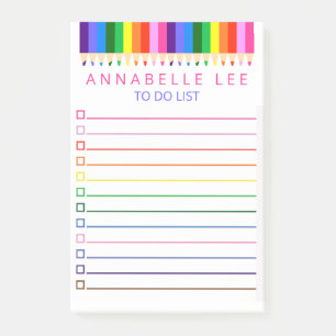 Rainbow Pencil To Do List Personalize Post-it Notes