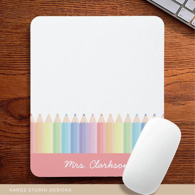 Rainbow Pencils Personalised Teacher Mouse Mat (Creator Uploaded)