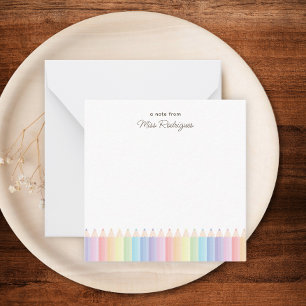 Rainbow Pencils Personalised Teacher Note Card