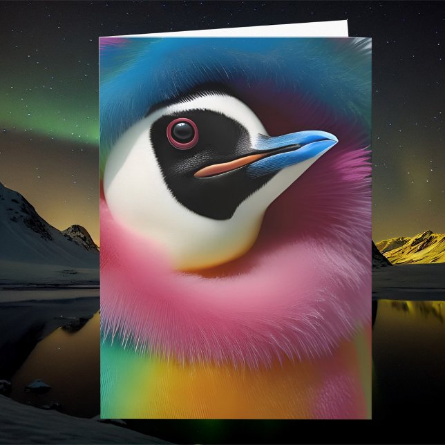 Rainbow Penguin Colourful Fuzzy Bird Fantasy Anima Card (Creator Uploaded)