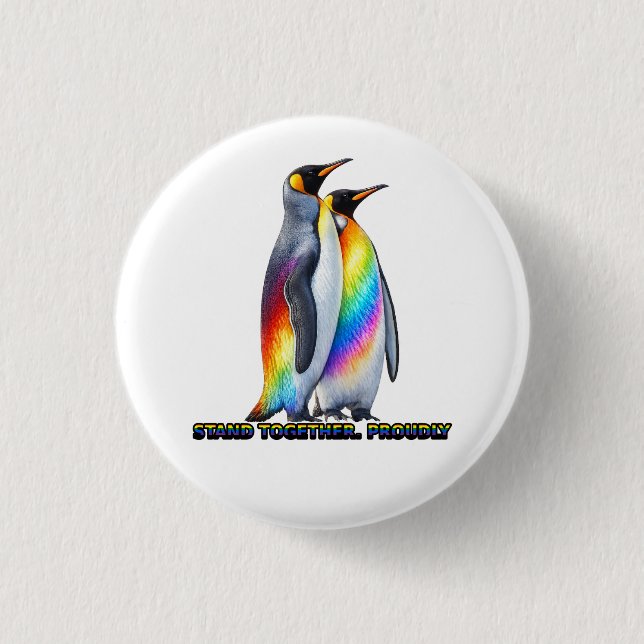 Rainbow Penguin Pride Stand Together 3 Cm Round Badge (Front)