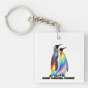 Rainbow Penguin Pride – Stand Together Key Ring