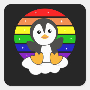 Rainbow Penguin Sweet Penguins For Children Square Sticker