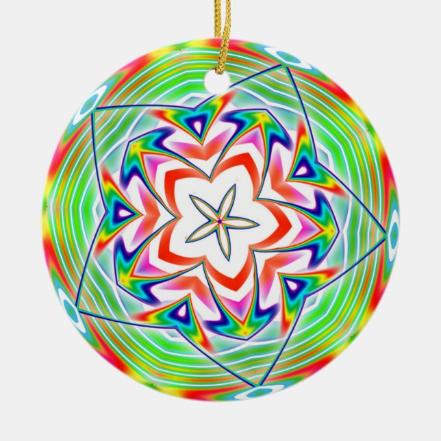 Rainbow Penta Design Ceramic Tree Decoration (Front)