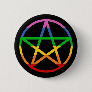 Rainbow Pentacle 6 Cm Round Badge
