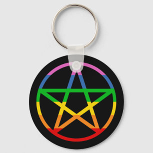 Rainbow Pentacle Key Ring