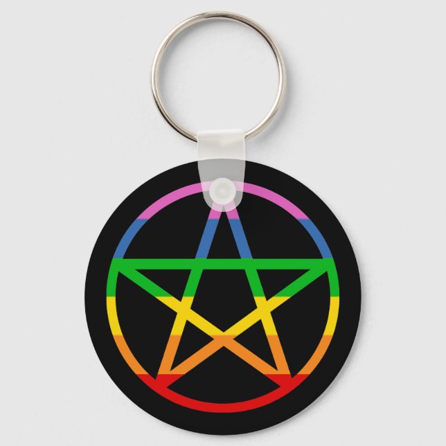 Rainbow Pentacle Key Ring (Front)