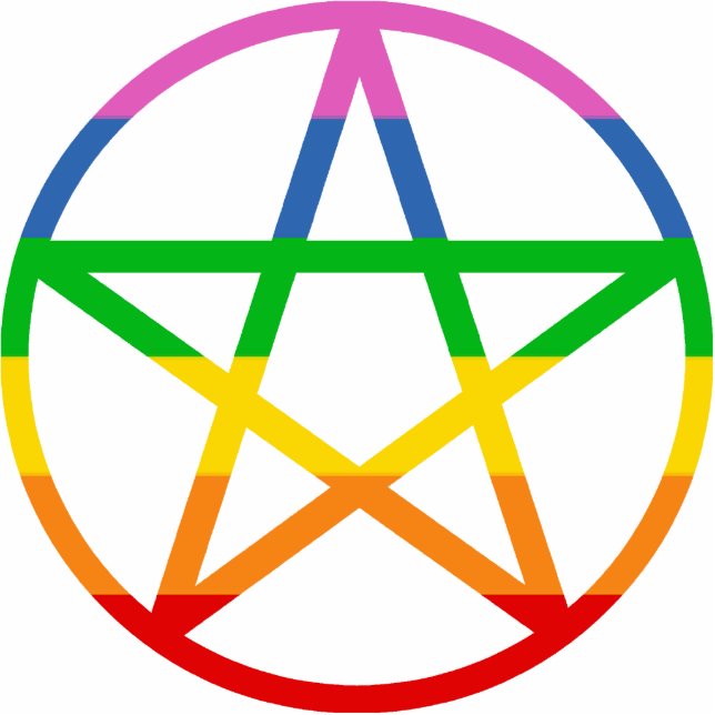 Rainbow Pentacle Photo Sculpture Decoration (Front)