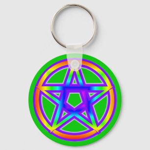 Rainbow Pentagram Keychain