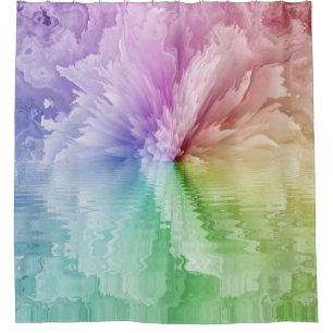 Rainbow Peony Tie Dye Hippie Shower Curtain