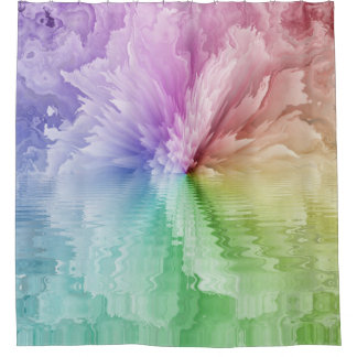 Rainbow Peony Tie Dye Hippie Shower Curtain