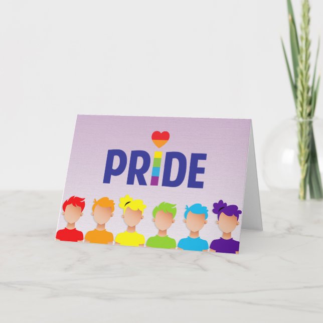 Rainbow People Gay Pride Greeting Card (Front)